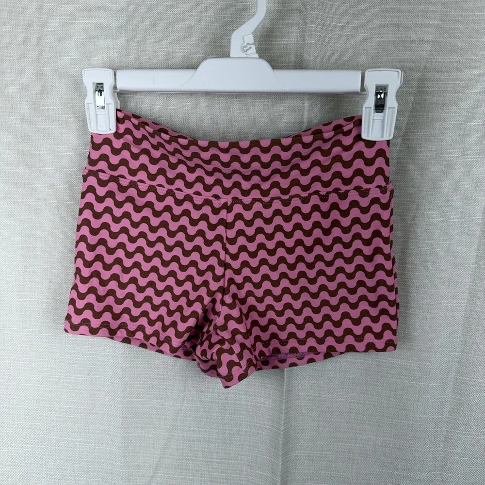 Wild Fable Shorts Juniors‎ XXS 00 Pink Brown Wavy Print Mid High Rise 2 Inseam